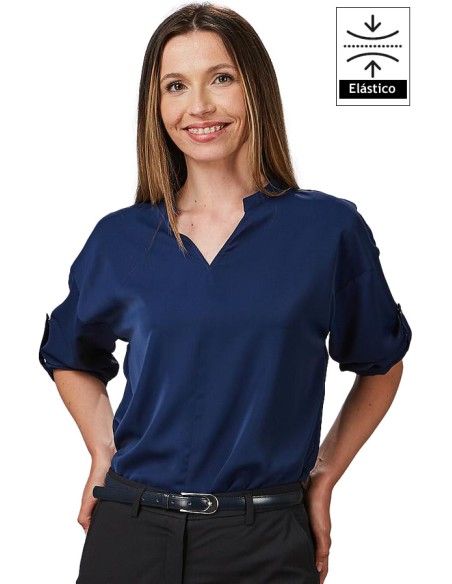 BLUSA DA DONNA MANICA REGOLABILE -blu navy-