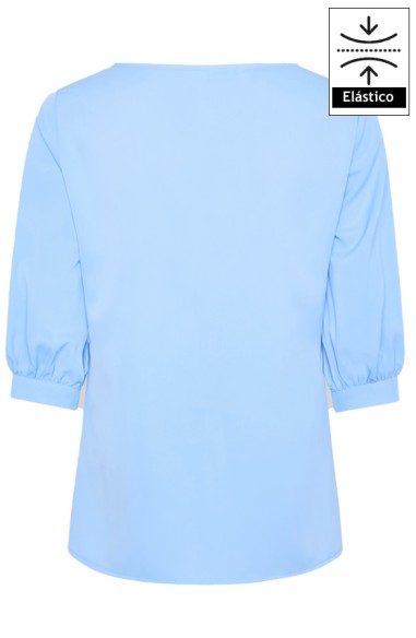 BLUSA DA DONNA MANICA 3/4 ARRICCIATA -azzurro-