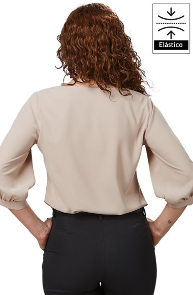 BLUSA DA DONNA MANICA 3/4 ARRICCIATA -beige-