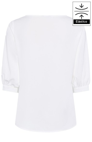 BLUSA DA DONNA MANICA 3/4 ARRICCIATA -bianco-