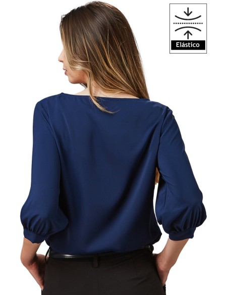 BLUSA MUJER MANGA 3/4 RIZADA -marino-