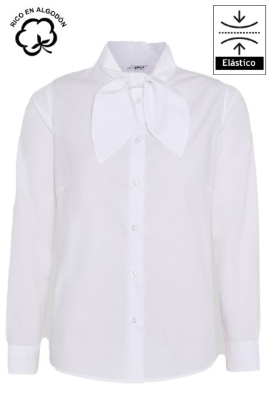 CAMICIA CON FIOCCO DONNA CINZIA -bianco