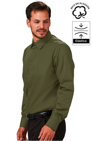 CAMICIA UOMO M/L COLORE NICCOLO -kaki