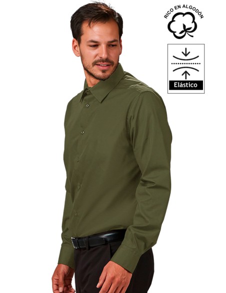 CAMICIA UOMO M/L COLORE NICCOLO -kaki
