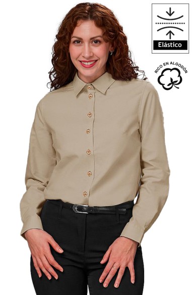 CAMISA MUJER M/L CLÁSICA COLORES BRUNA