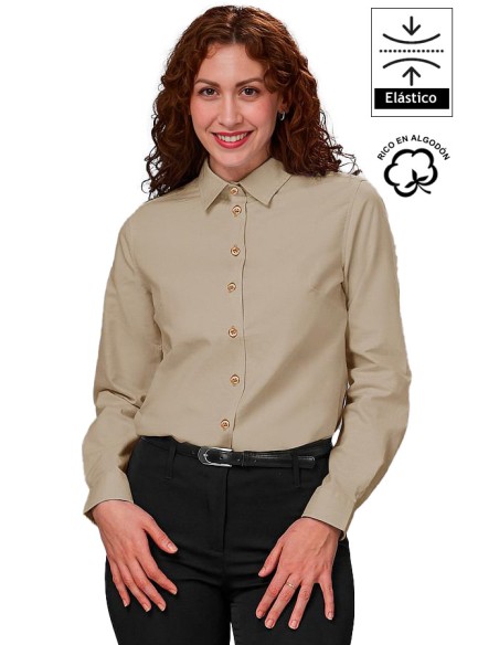 CAMISA MUJER M/L CLÁSICA COLORES BRUNA