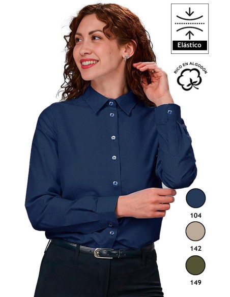 CAMISA MUJER M/L CLÁSICA COLORES BRUNA