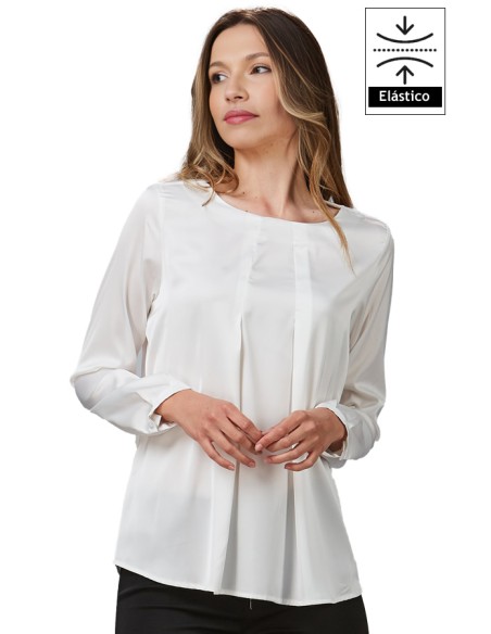 BLUSA SATÉN FUELLE DELANTERO MUJER TELMA
