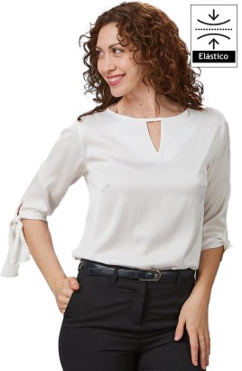 BLUSA DONNA SATINATA MANICA 3/4 FIOCCO OLIVIA
