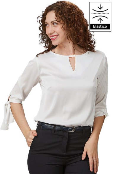 BLUSA DONNA SATINATA MANICA 3/4 FIOCCO OLIVIA
