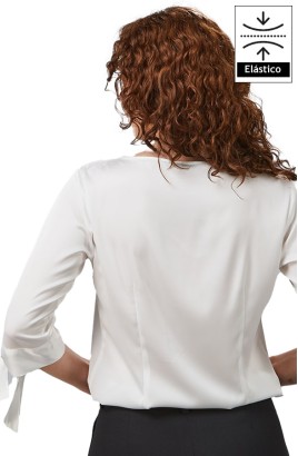 BLUSA MUJER SATÉN MANGA 3/4 CON LAZO OLIVIA 2