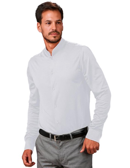 CAMICIA UOMO COLLO ALLA COREANA SLIM FIT INTERLOCK PIETRO