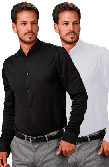 CAMICIA UOMO COLLO ALLA COREANA SLIM FIT INTERLOCK PIETRO