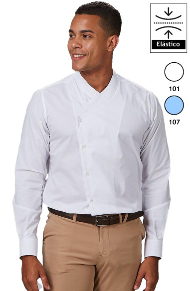 CAMISA HOMBRE SLIM FIT FIL A FIL CUELLO COCINERO MARCELLO