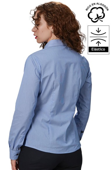CAMISA DE MICRORAYAS MUJER FABIOLA -marino