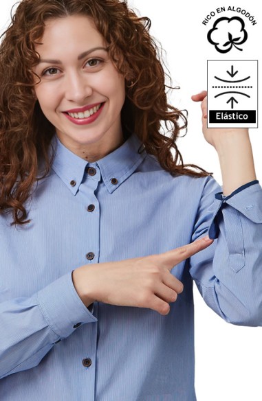 CAMISA DE MICRORAYAS MUJER FABIOLA -marino