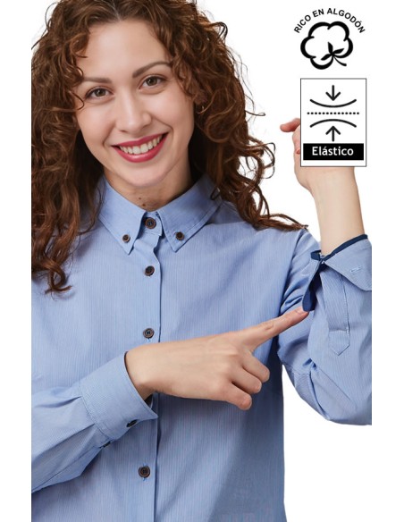 CAMISA DE MICRORAYAS MUJER FABIOLA -marino