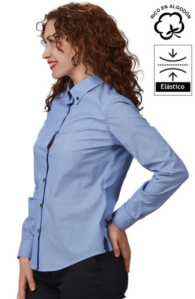 CAMISA DE MICRORAYAS MUJER FABIOLA -marino