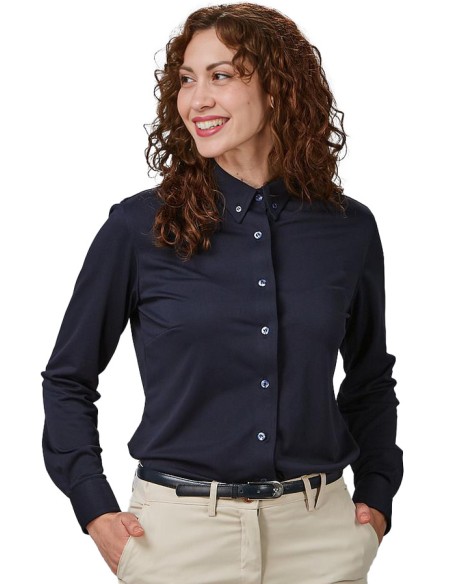 CAMISA AIR DRY CLASICA MUJER NICOLETTA - marino