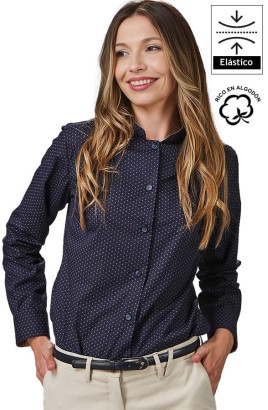 CAMISA PUNTEADA CUELLO MAO MUJER TERESA