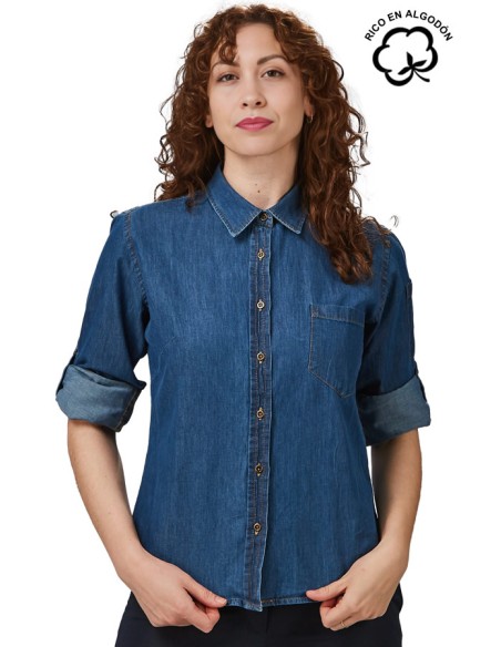 CAMICIA DENIM MANICA REGOLABILE DONNA VALERIA