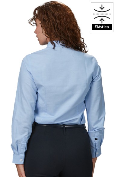CAMISA MUJER M/L ELASTANO -celeste