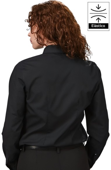 CAMISA MUJER M/L ELASTANO -negro
