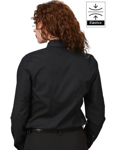 CAMISA MUJER M/L ELASTANO -negro