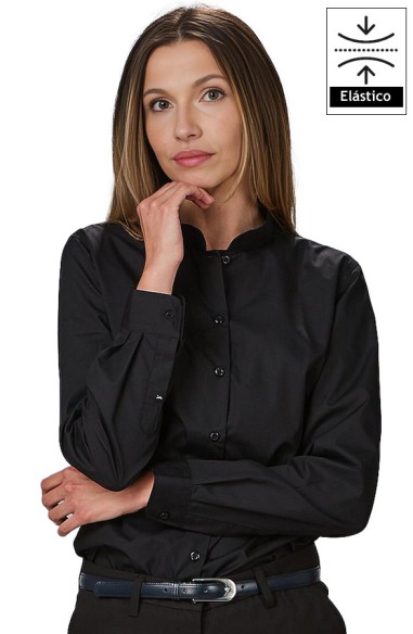 CAMICIA DONNA COLLO MAO M/L ELASTAN