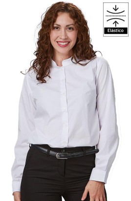 CAMISA MUJER CUELLO MAO M/L ELASTANO - negro 2