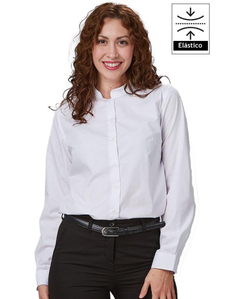 CAMICIA DONNA COLLO MAO M/L ELASTAN