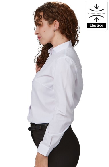 CAMICIA DONNA COLLO MAO M/L ELASTAN