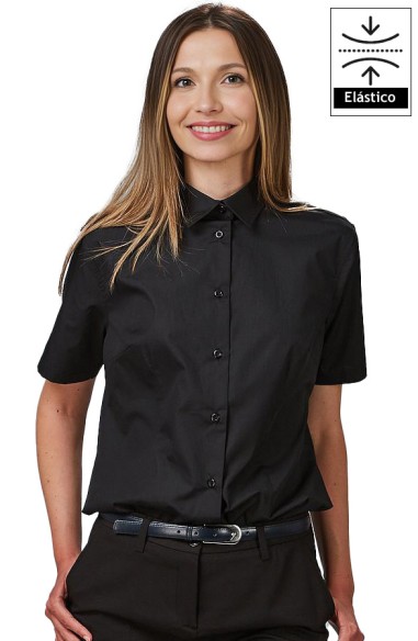 CAMISA MUJER M/C ELASTANO - negro