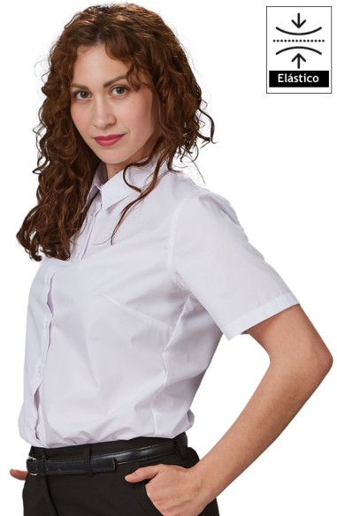 CAMISA MUJER M/C ELASTANO - blanco