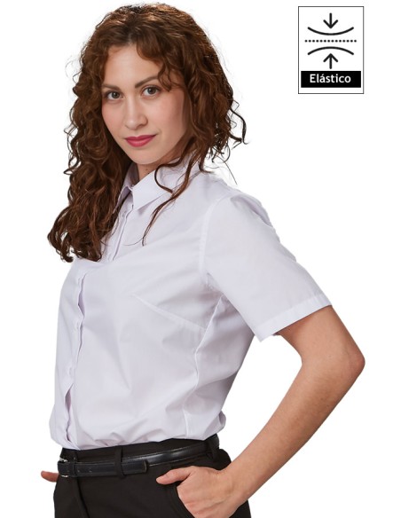 CAMISA MUJER M/C ELASTANO - blanco