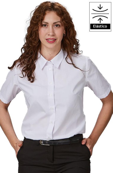 CAMISA MUJER M/C ELASTANO - blanco