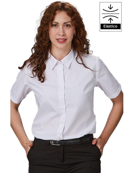 CAMISA MUJER M/C ELASTANO - blanco