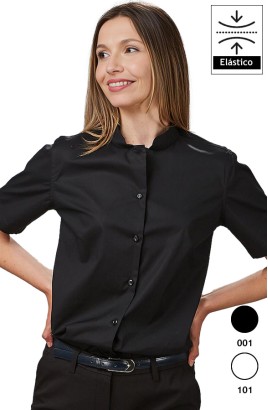 CAMISA MUJER CUELLO MAO M/C ELASTANO