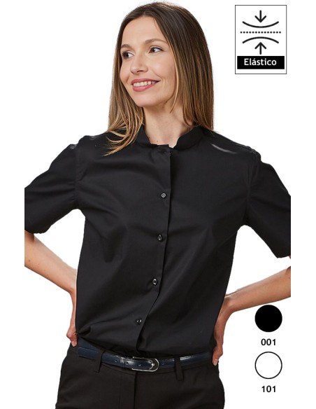 CAMICIA DONNA CUELLO MAO M/C ELASTAN