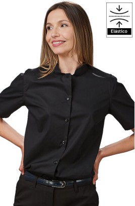 CAMISA MUJER CUELLO MAO M/C ELASTANO 2