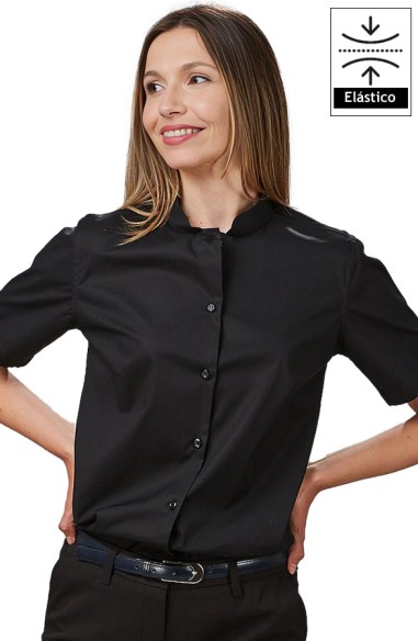CAMICIA DONNA CUELLO MAO M/C ELASTAN