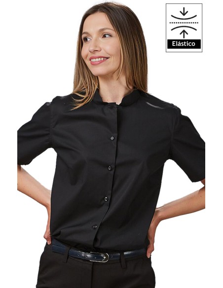 CAMICIA DONNA CUELLO MAO M/C ELASTAN