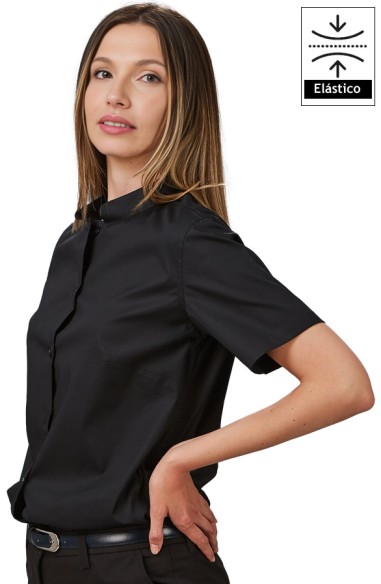 CAMICIA DONNA CUELLO MAO M/C ELASTAN