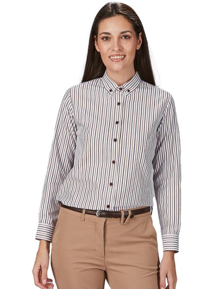 CAMISA RAYAS BICOLOR MUJER SIMONETTA - camel