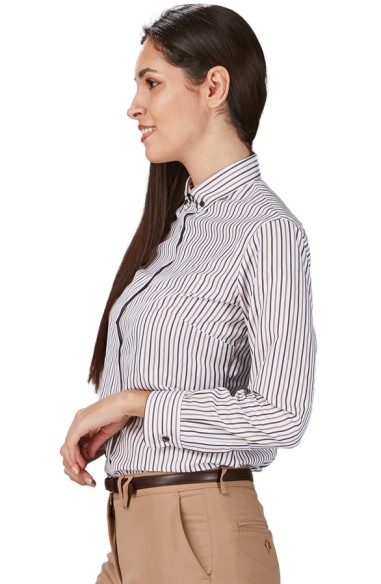 CAMISA RAYAS BICOLOR MUJER SIMONETTA - camel