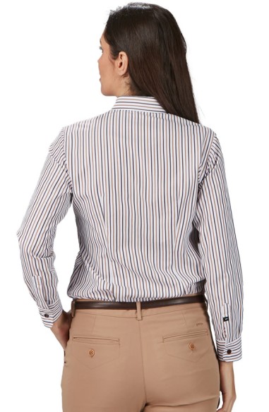 CAMISA RAYAS BICOLOR MUJER SIMONETTA - camel