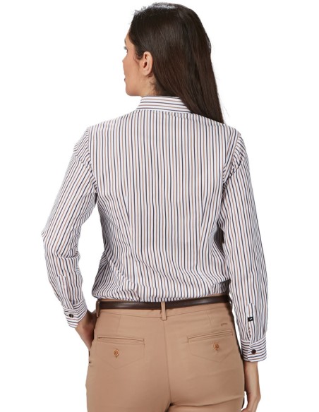 CAMISA RAYAS BICOLOR MUJER SIMONETTA - camel