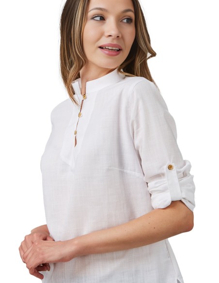 CAMICIA 3 BOTTONI DONNA FLORA