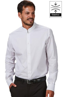 CAMISA HOMBRE CUELLO MAO M/L ELASTANO- negro 2