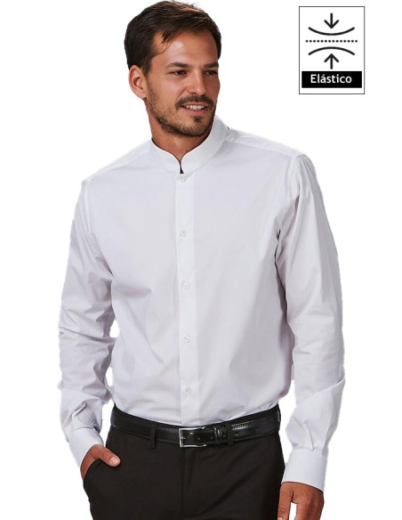 CAMICIA UOMO COLLO MAO M/L ELASTAN
